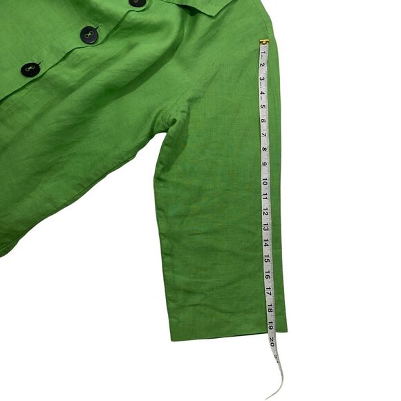 Habitat Button-Front Green Linen tunic Jacket top L USA Lightweight 3/4 Sleeve - Picture 8 of 8